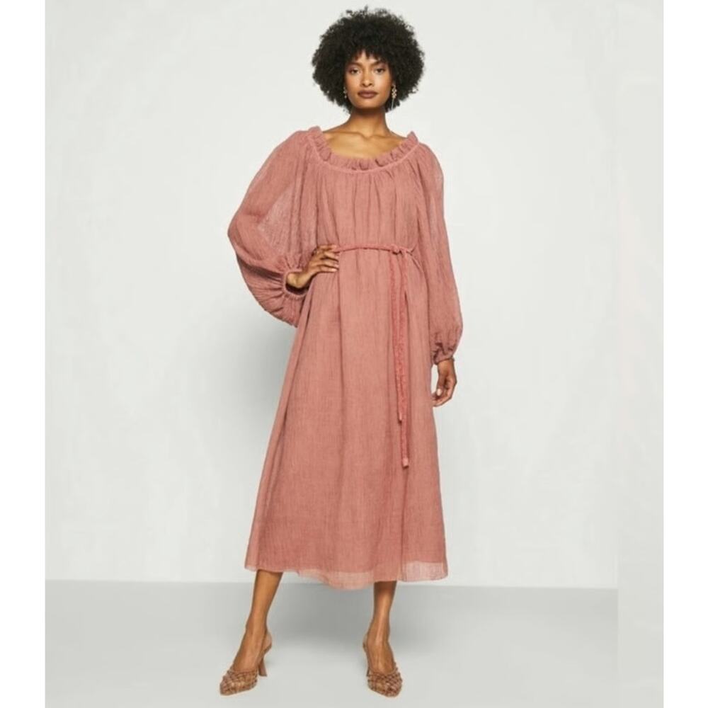 Tory Burch Ruffle Neck Dress Wood Rose S *missing belt
